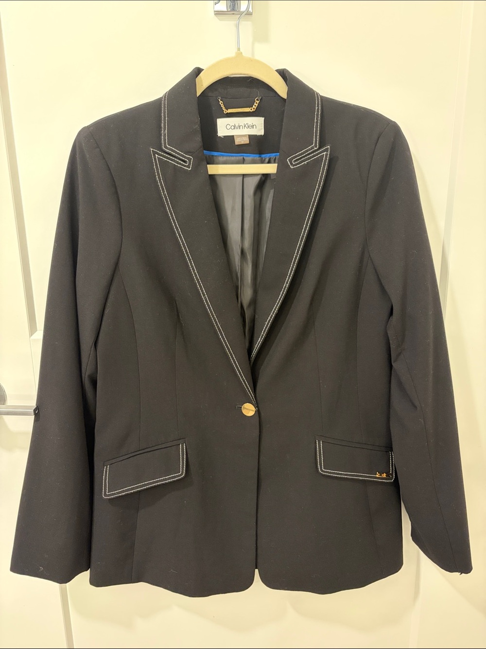Calvin Klein Black Blazer with Contrast Stitching